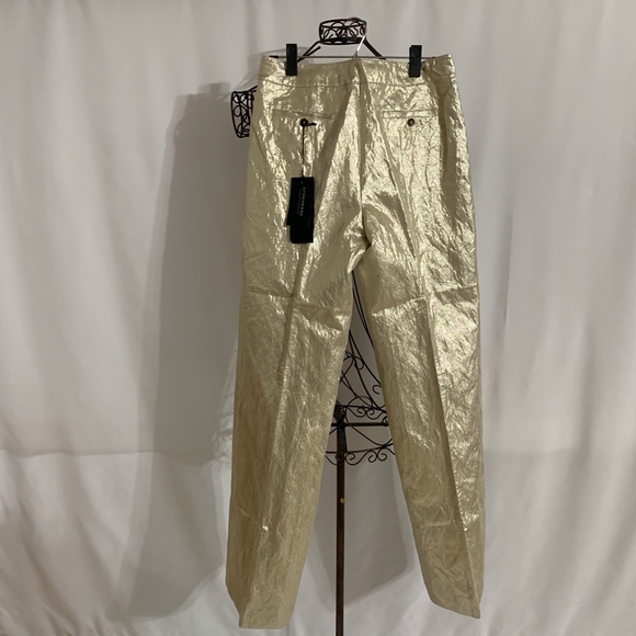 Gold Metallic Fly Front Trouser - Picture 3 of 8